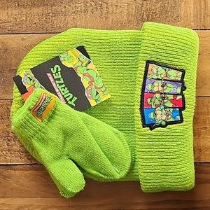 Teenage Mutant Ninja Turtles Licensed Toddler Knit Beanie Hat & Mitten Set
